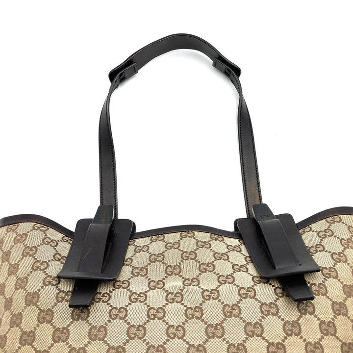 GUCCI グッチ 106241 GGキャンバス トートバッグ レザー ブラウン