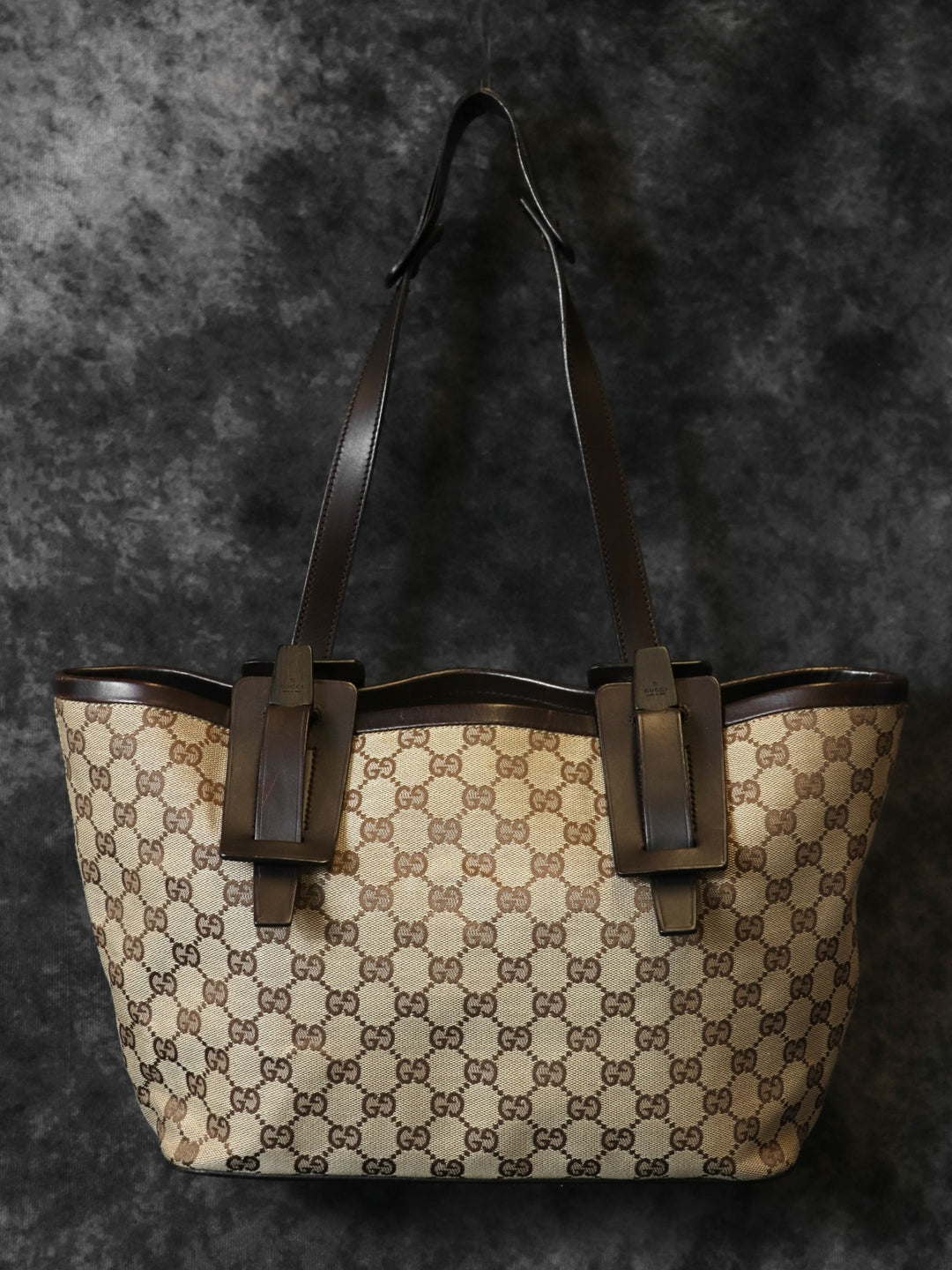 GUCCI グッチ 106241 GGキャンバス トートバッグ レザー ブラウン