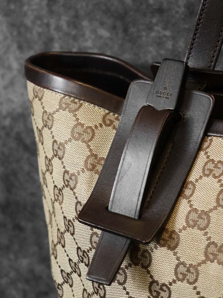 GUCCI グッチ 106241 GGキャンバス トートバッグ レザー ブラウン