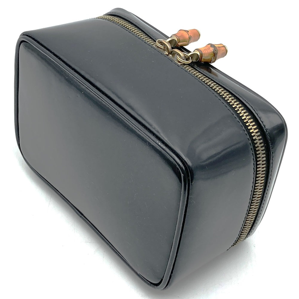 GUCCI グッチ バンブー ポーチ 小物入れ メイクBOX バニティバック パテントレザー ブラック