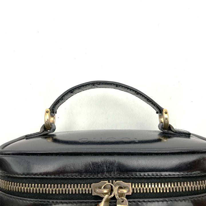 GUCCI グッチ バンブー ポーチ 小物入れ メイクBOX バニティバック パテントレザー ブラック