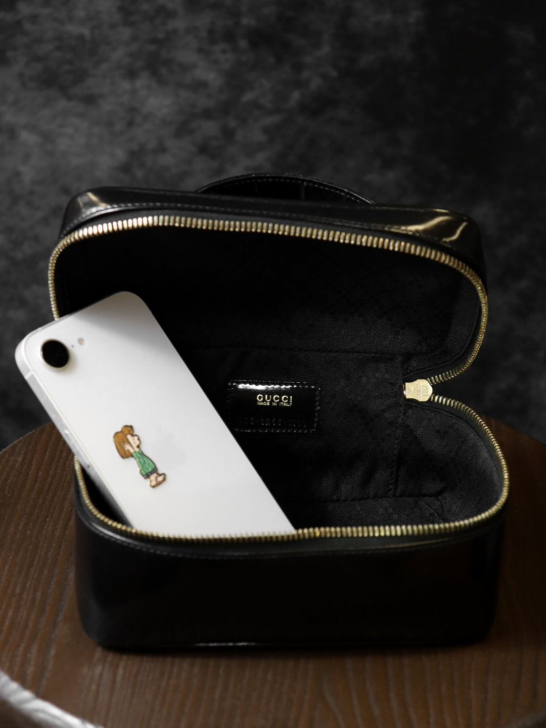GUCCI グッチ バンブー ポーチ 小物入れ メイクBOX バニティバック パテントレザー ブラック