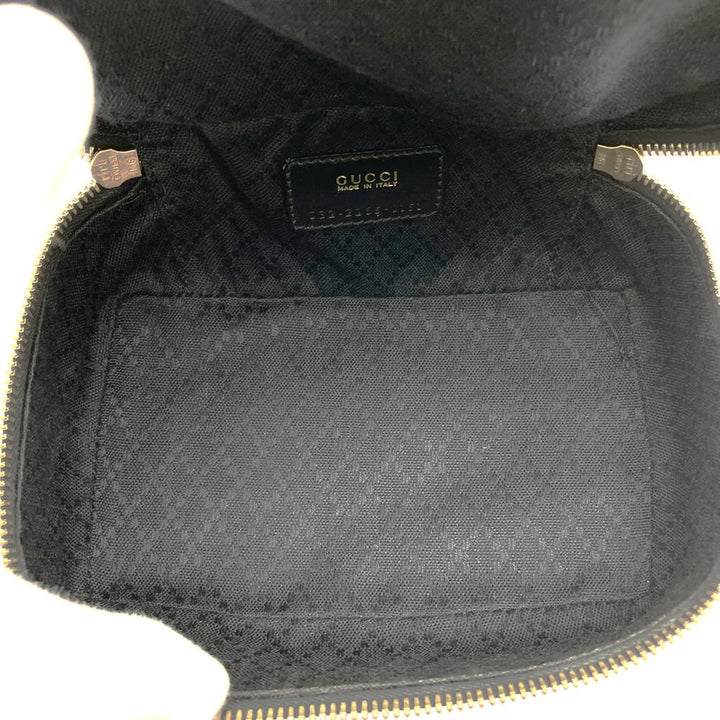 GUCCI グッチ バンブー ポーチ 小物入れ メイクBOX バニティバック パテントレザー ブラック