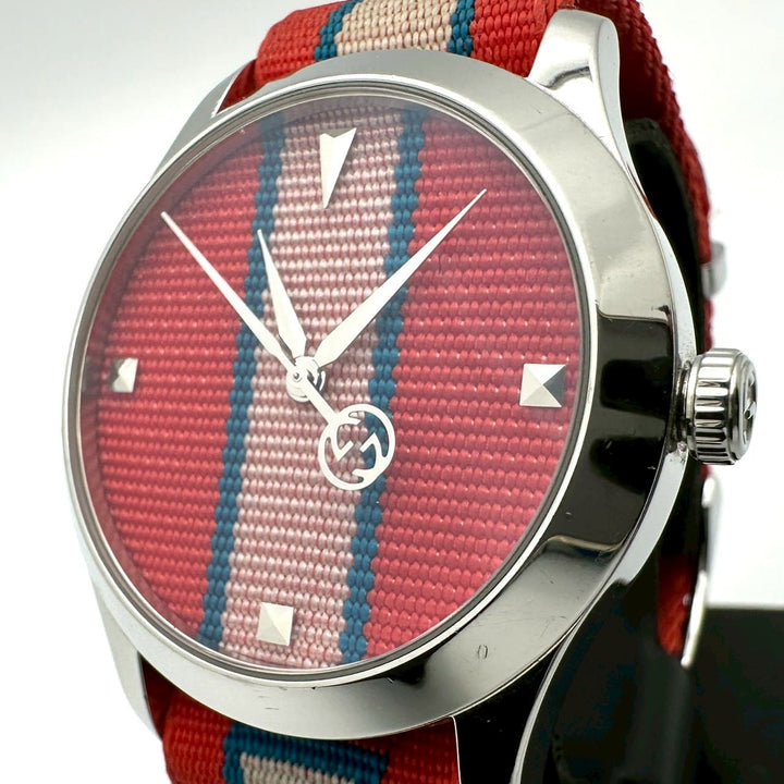 GUCCI グッチ 腕時計 Gタイムレス YA1264070/126.4 SS ナイロン クォーツ マルチ レッド系 ブランド