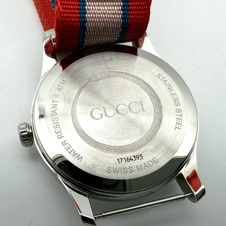 GUCCI グッチ 腕時計 Gタイムレス YA1264070/126.4 SS ナイロン クォーツ マルチ レッド系 ブランド
