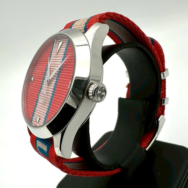 GUCCI グッチ 腕時計 Gタイムレス YA1264070/126.4 SS ナイロン クォーツ マルチ レッド系 ブランド