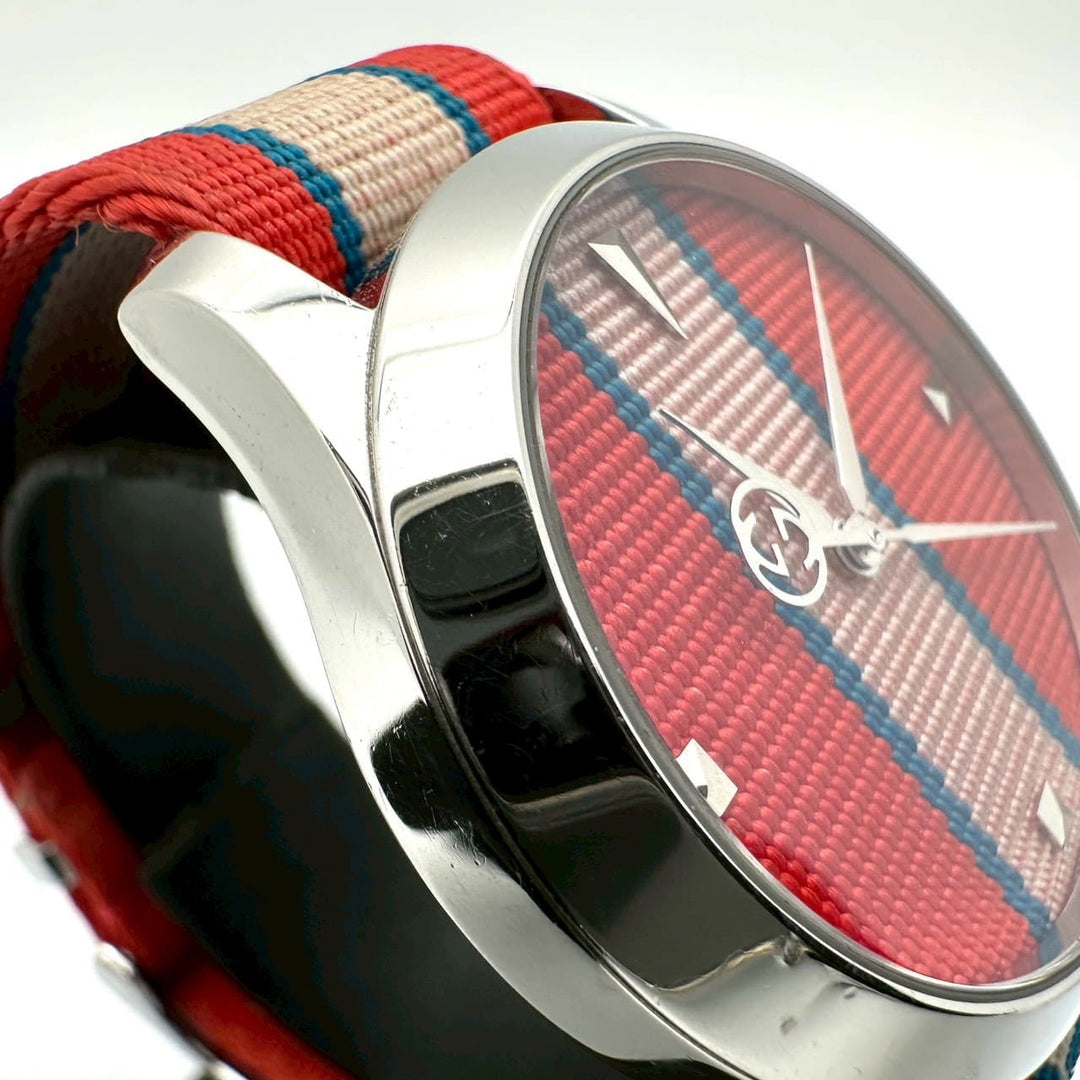 GUCCI グッチ 腕時計 Gタイムレス YA1264070/126.4 SS ナイロン クォーツ マルチ レッド系 ブランド