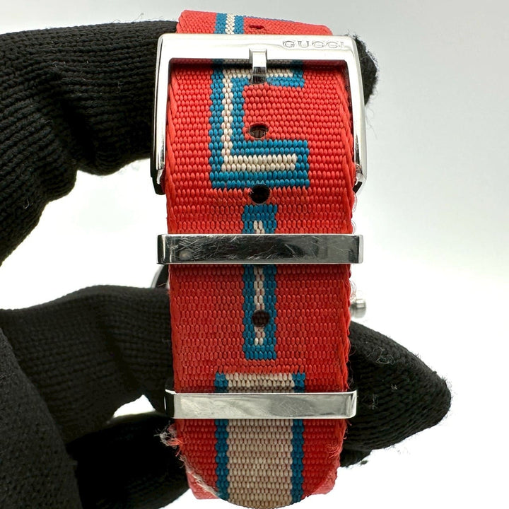 GUCCI グッチ 腕時計 Gタイムレス YA1264070/126.4 SS ナイロン クォーツ マルチ レッド系 ブランド