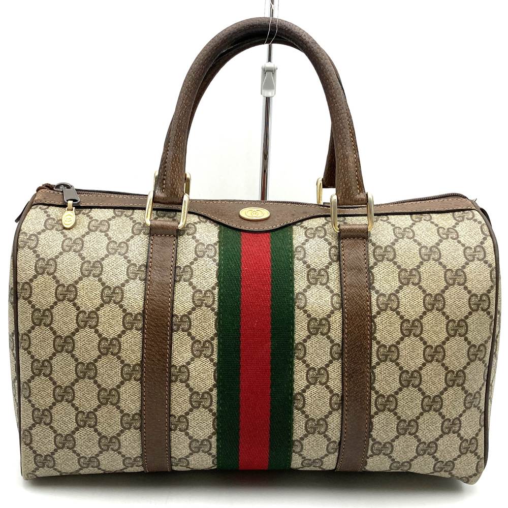 GUCCI グッチ 012 3842 33 39 ボストンバッグ GGスプリームキャンバス シェリーライン ブラウン