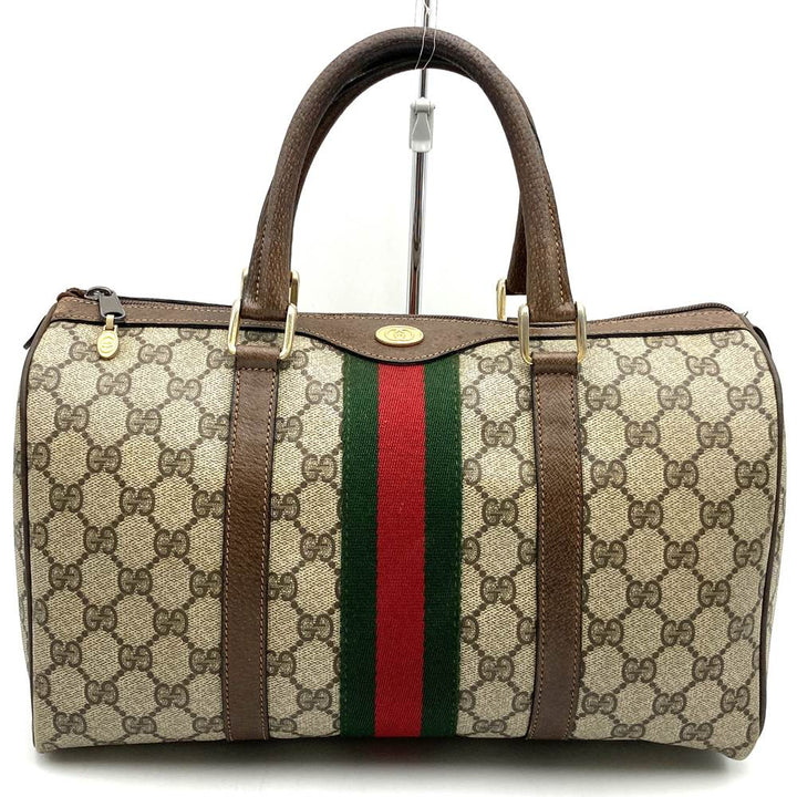 GUCCI グッチ 012 3842 33 39 ボストンバッグ GGスプリームキャンバス シェリーライン ブラウン
