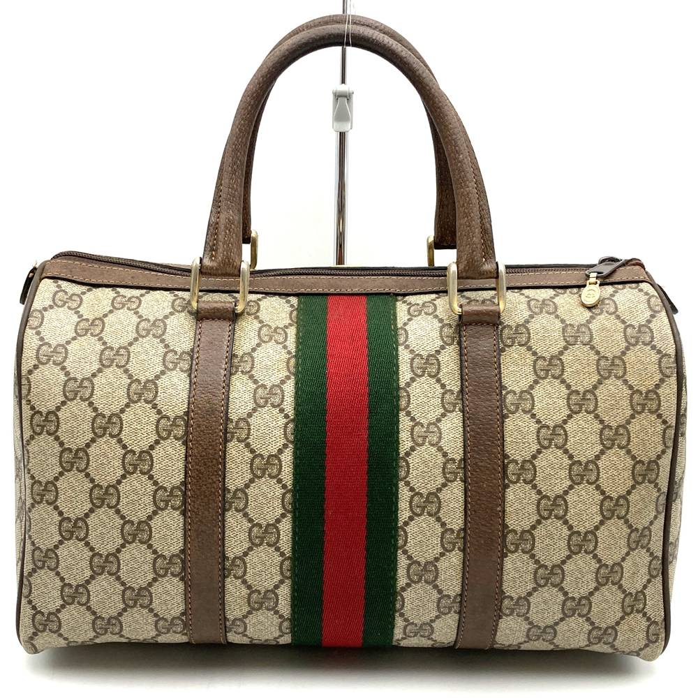 GUCCI グッチ 012 3842 33 39 ボストンバッグ GGスプリームキャンバス シェリーライン ブラウン