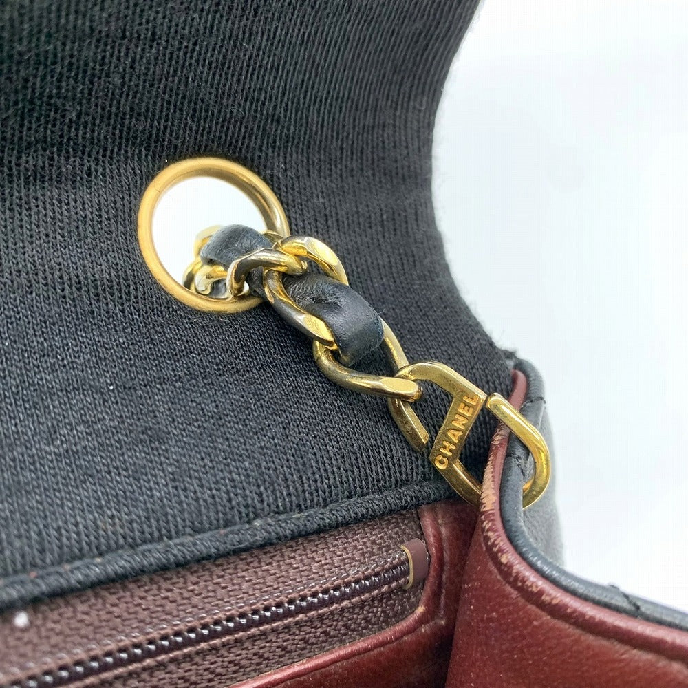 CHANEL シャネル チェーンショルダーバッグ マトラッセ ヴィンテージ コットンジャージ/レザー ブラック 黒 ゴールド金具