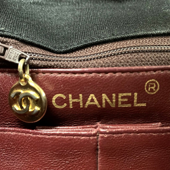CHANEL シャネル チェーンショルダーバッグ マトラッセ ヴィンテージ コットンジャージ/レザー ブラック 黒 ゴールド金具