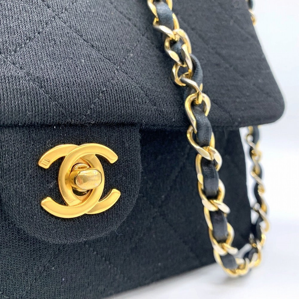 CHANEL シャネル チェーンショルダーバッグ マトラッセ ヴィンテージ コットンジャージ/レザー ブラック 黒 ゴールド金具