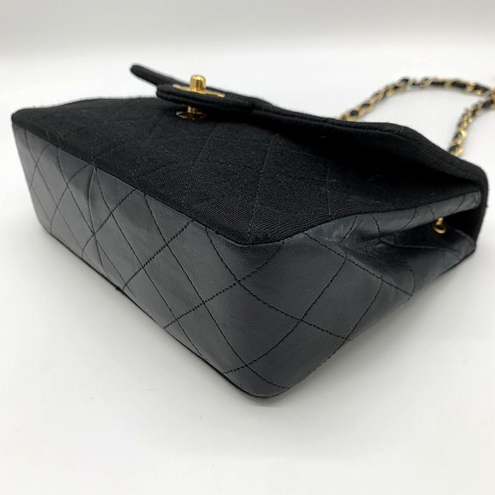 CHANEL シャネル チェーンショルダーバッグ マトラッセ ヴィンテージ コットンジャージ/レザー ブラック 黒 ゴールド金具