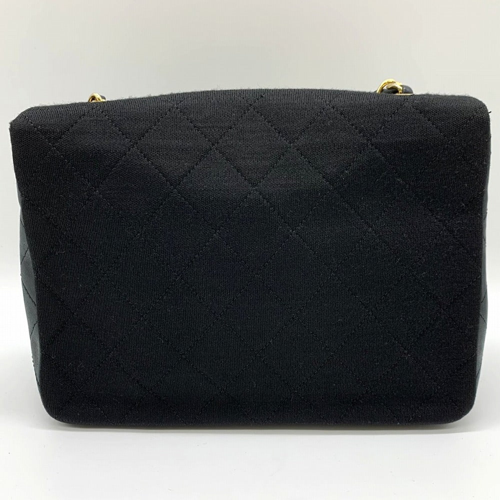 CHANEL シャネル チェーンショルダーバッグ マトラッセ ヴィンテージ コットンジャージ/レザー ブラック 黒 ゴールド金具