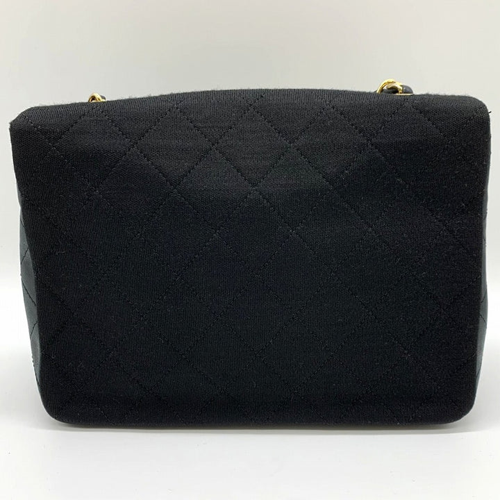 CHANEL シャネル チェーンショルダーバッグ マトラッセ ヴィンテージ コットンジャージ/レザー ブラック 黒 ゴールド金具