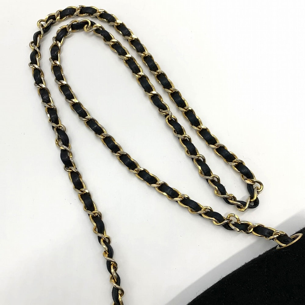 CHANEL シャネル チェーンショルダーバッグ マトラッセ ヴィンテージ コットンジャージ/レザー ブラック 黒 ゴールド金具