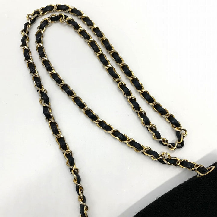 CHANEL シャネル チェーンショルダーバッグ マトラッセ ヴィンテージ コットンジャージ/レザー ブラック 黒 ゴールド金具