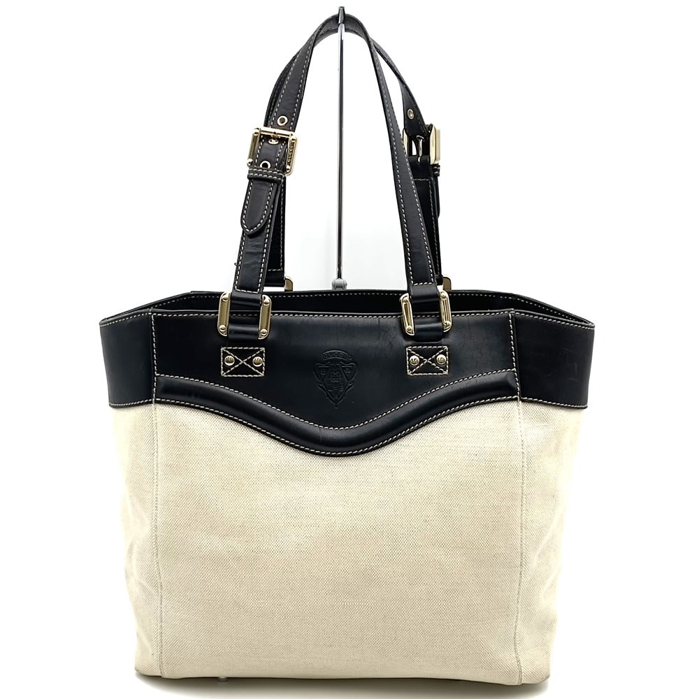 GUCCI グッチ 141432 トートバッグ キャンバス/レザー 生成り ベージュ ブラック