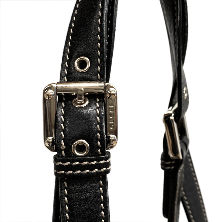 GUCCI グッチ 141432 トートバッグ キャンバス/レザー 生成り ベージュ ブラック