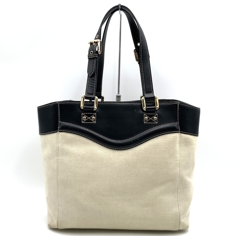 GUCCI グッチ 141432 トートバッグ キャンバス/レザー 生成り ベージュ ブラック