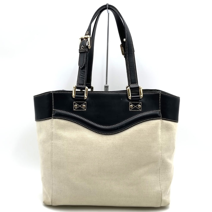 GUCCI グッチ 141432 トートバッグ キャンバス/レザー 生成り ベージュ ブラック