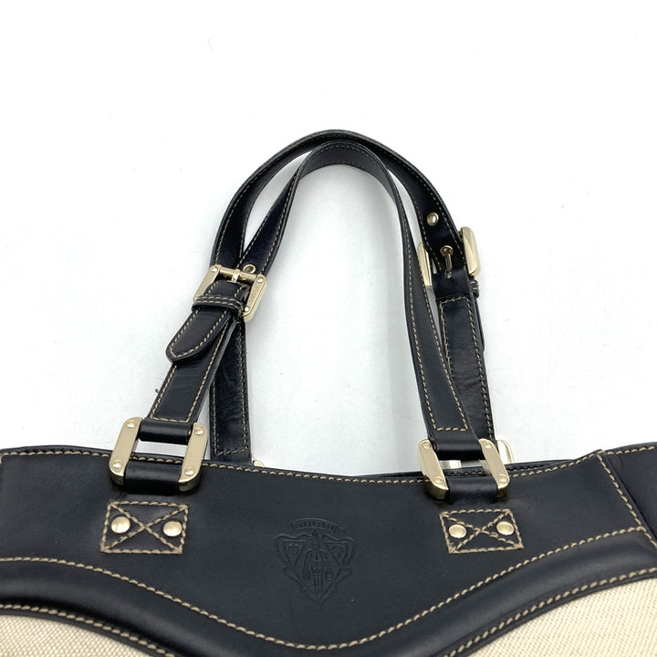 GUCCI グッチ 141432 トートバッグ キャンバス/レザー 生成り ベージュ ブラック