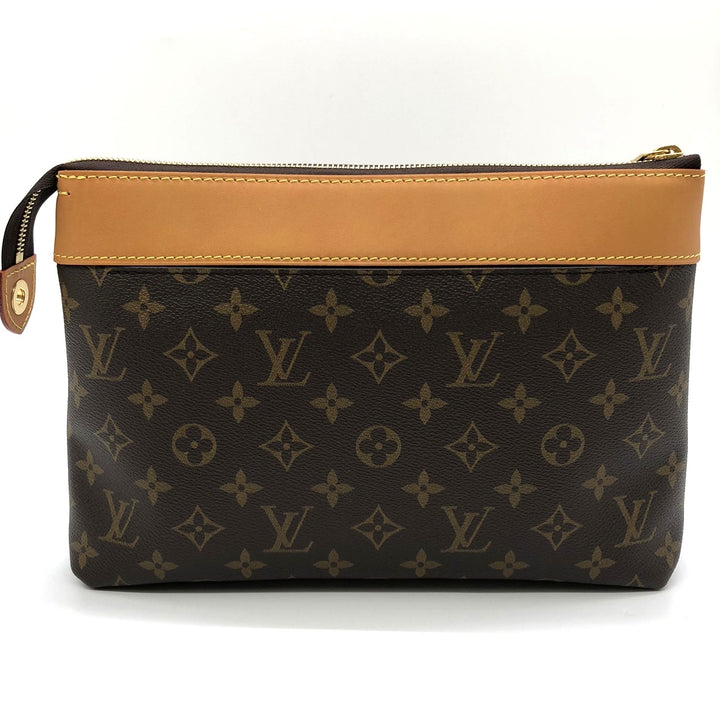 LOUIS VUITTON ルイ・ヴィトン ポシェット・ヴォワヤージュ スープル M14057 クラッチバッグ モノグラムキャンバス/レザー ブラウン 茶