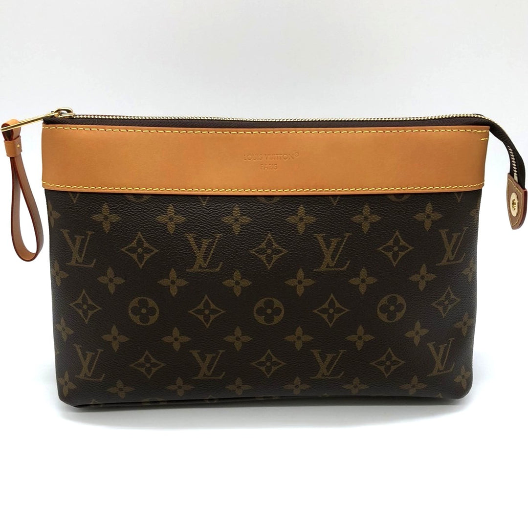LOUIS VUITTON ルイ・ヴィトン ポシェット・ヴォワヤージュ スープル M14057 クラッチバッグ モノグラムキャンバス/レザー ブラウン 茶