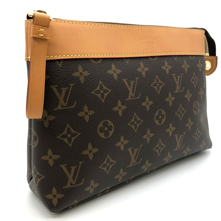 LOUIS VUITTON ルイ・ヴィトン ポシェット・ヴォワヤージュ スープル M14057 クラッチバッグ モノグラムキャンバス/レザー ブラウン 茶
