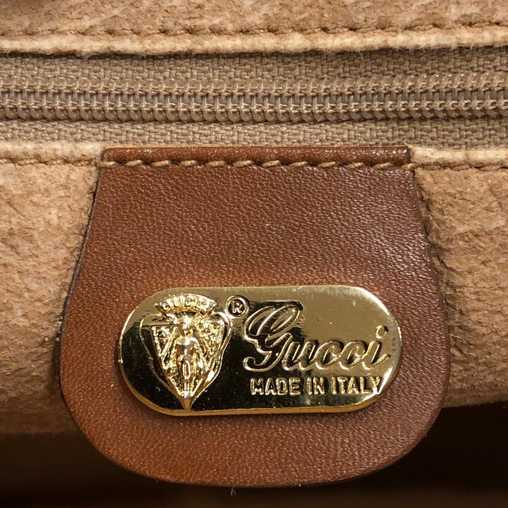 GUCCI オールドグッチ 0001 104 0558 ショルダーバッグ ホワイト ブラウン マイクロGG PVC×レザー ブランド 訳あり