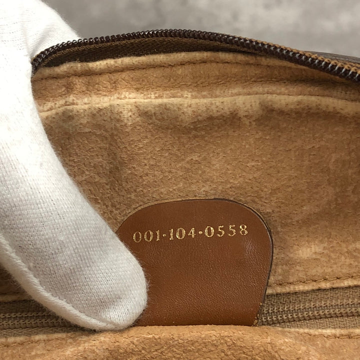 GUCCI オールドグッチ 0001 104 0558 ショルダーバッグ ホワイト ブラウン マイクロGG PVC×レザー ブランド 訳あり