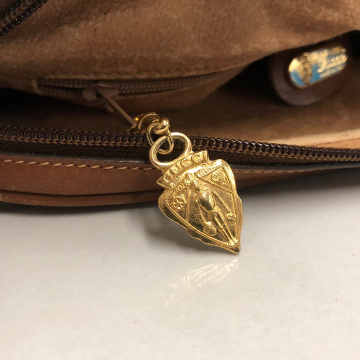 GUCCI オールドグッチ 0001 104 0558 ショルダーバッグ ホワイト ブラウン マイクロGG PVC×レザー ブランド 訳あり