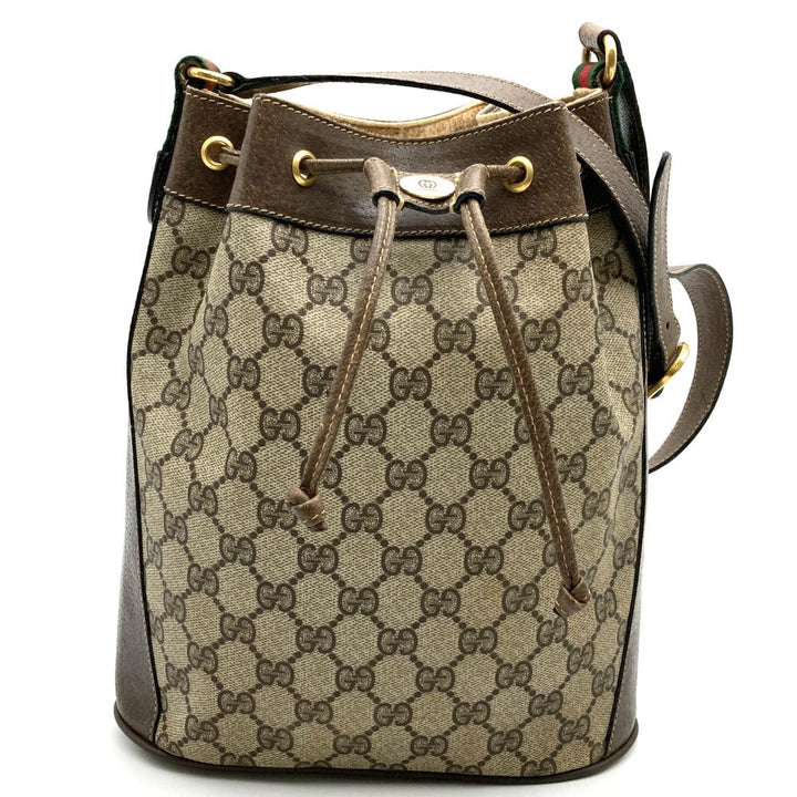 GUCCI グッチ ショルダーバッグ 巾着型 シェリー GGスプリーム レザー オールド ヴィンテージ