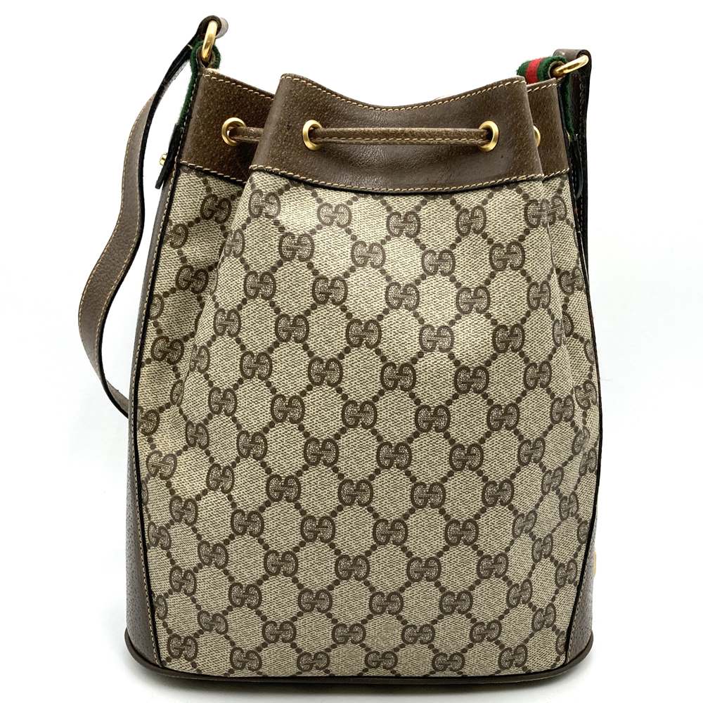 GUCCI グッチ ショルダーバッグ 巾着型 シェリー GGスプリーム レザー オールド ヴィンテージ
