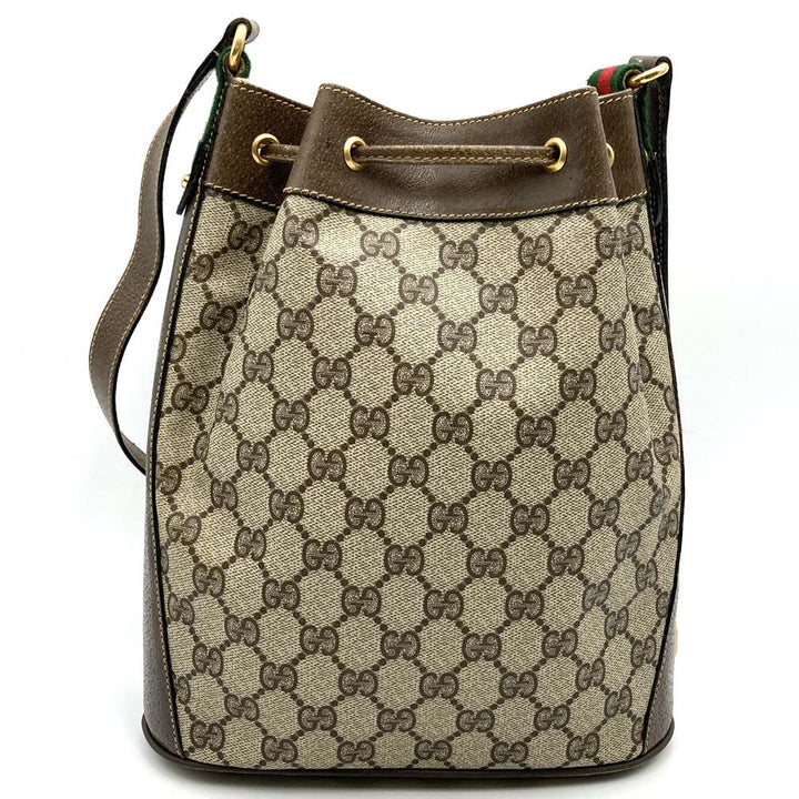 GUCCI グッチ ショルダーバッグ 巾着型 シェリー GGスプリーム レザー オールド ヴィンテージ
