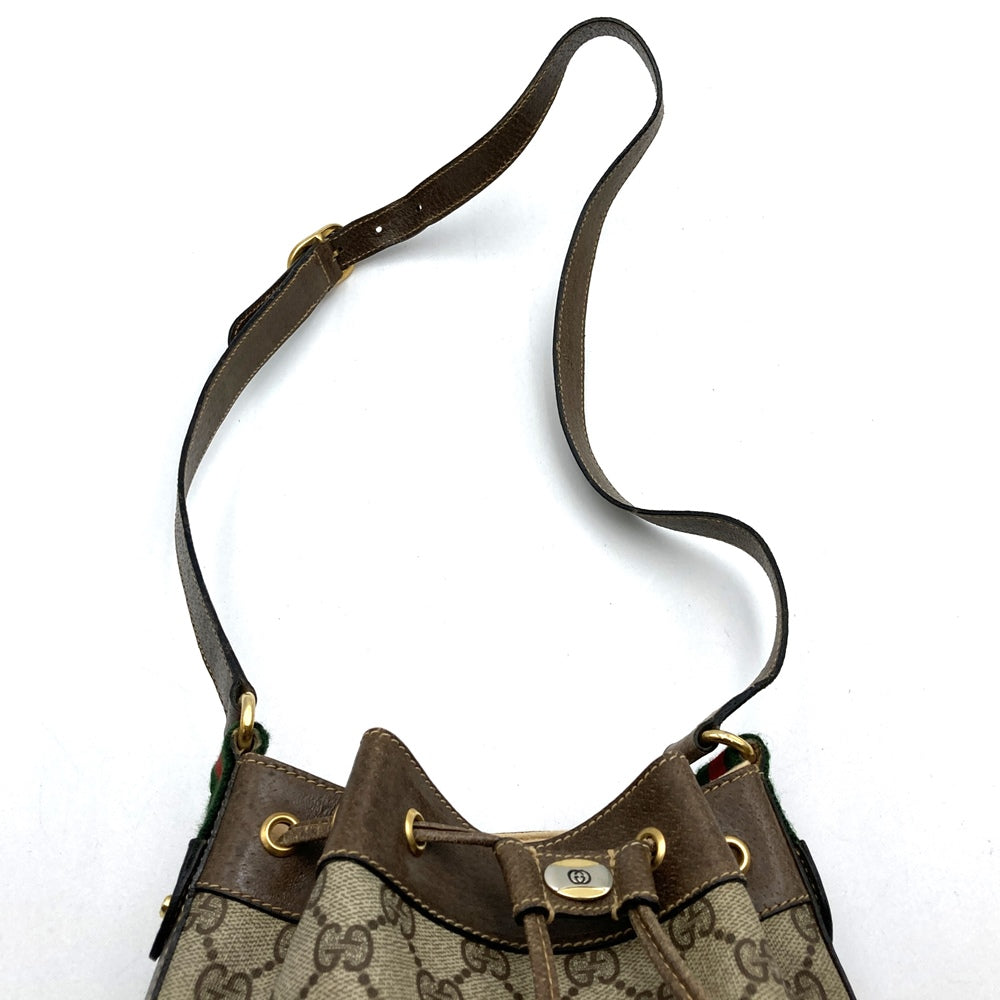 GUCCI グッチ ショルダーバッグ 巾着型 シェリー GGスプリーム レザー オールド ヴィンテージ