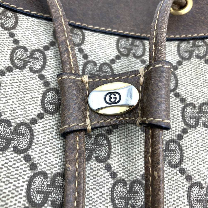 GUCCI グッチ ショルダーバッグ 巾着型 シェリー GGスプリーム レザー オールド ヴィンテージ