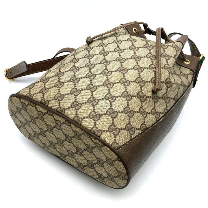 GUCCI グッチ ショルダーバッグ 巾着型 シェリー GGスプリーム レザー オールド ヴィンテージ