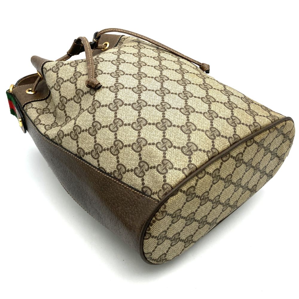 GUCCI グッチ ショルダーバッグ 巾着型 シェリー GGスプリーム レザー オールド ヴィンテージ