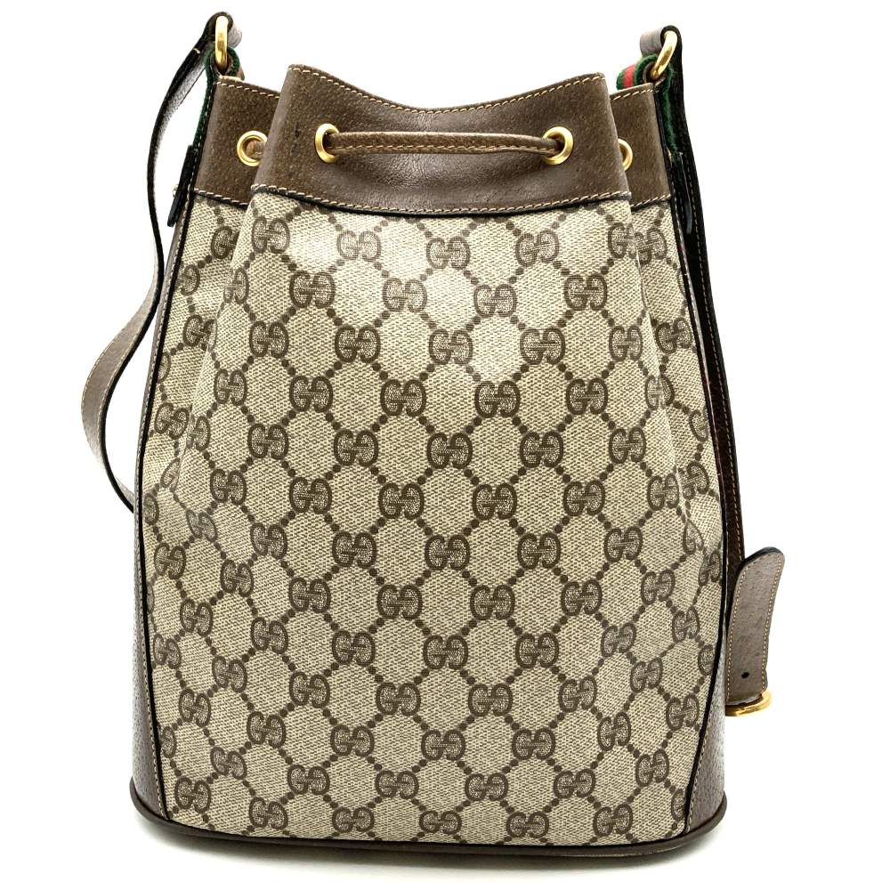 GUCCI グッチ ショルダーバッグ 巾着型 シェリー GGスプリーム レザー オールド ヴィンテージ