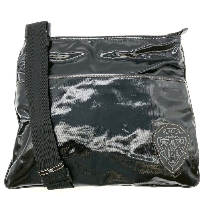 GUCCI グッチ 181093 クレスト ショルダーバッグ エナメル パテント レザー ブラック
