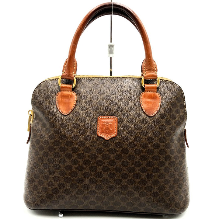 CELINE セリーヌ DM95 ハンドバッグ マカダム PVC レザー ブラウン ヴィンテージ ブランド