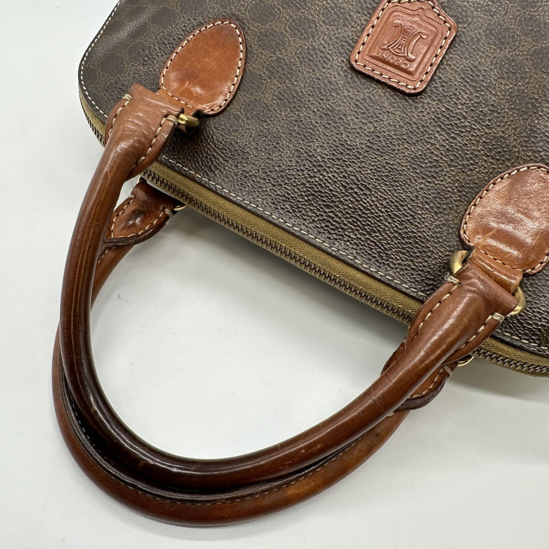 CELINE セリーヌ DM95 ハンドバッグ マカダム PVC レザー ブラウン ヴィンテージ ブランド