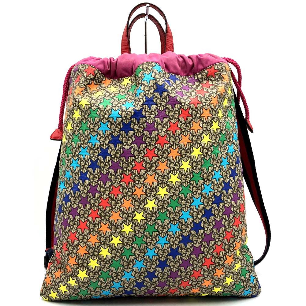 GUCCI グッチ チルドレンズ リュックサック デイパック レインボー スター GGスプリームキャンバス ピンク レッド 550775 キッズ