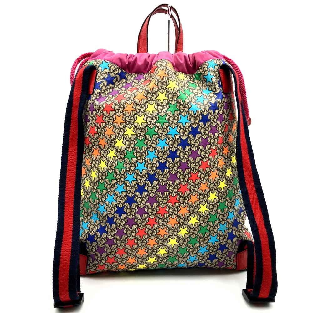 GUCCI グッチ チルドレンズ リュックサック デイパック レインボー スター GGスプリームキャンバス ピンク レッド 550775 キッズ