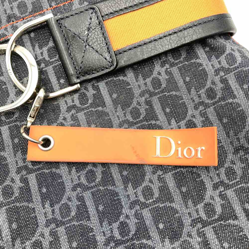 Dior ディオール トートバッグ トロッター フライトライン ネイビー/オレンジ キャンバス レザー