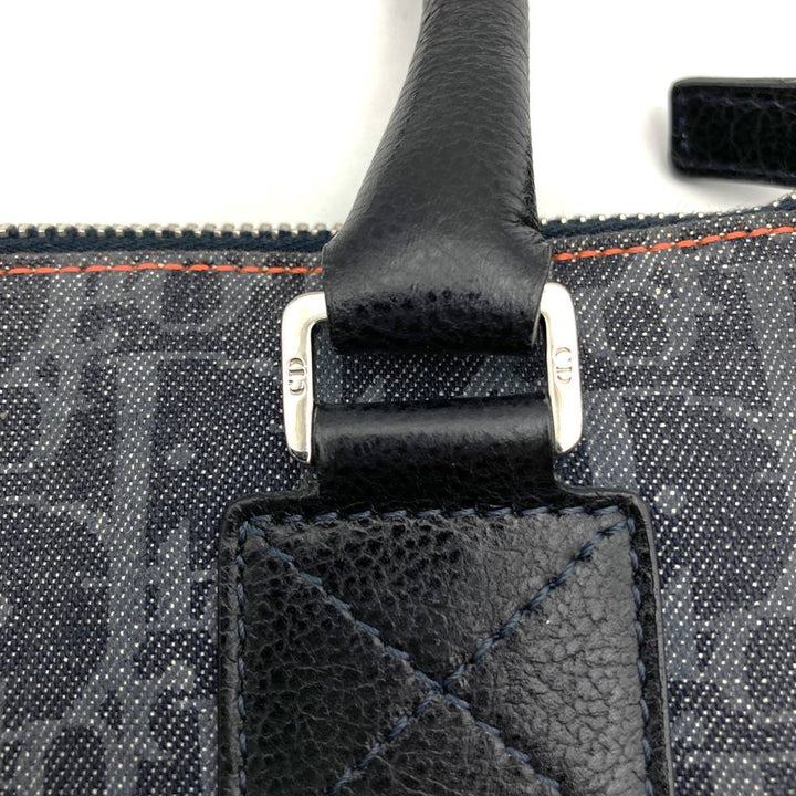 Dior ディオール トートバッグ トロッター フライトライン ネイビー/オレンジ キャンバス レザー