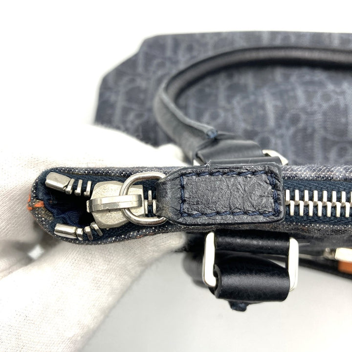 Dior ディオール トートバッグ トロッター フライトライン ネイビー/オレンジ キャンバス レザー